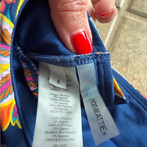 Bleu Rod Beattie Blue and Multicolor Floral Underwire Bikini Set 38D - Picture 4 of 5